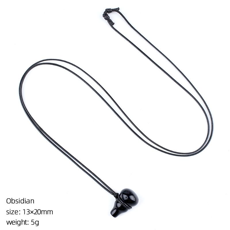 Colar de cabaça de cristal natural estilo chinês corrente de suéter trançado à mão ajustável pedra semipreciosa pingente de cabaça gravada