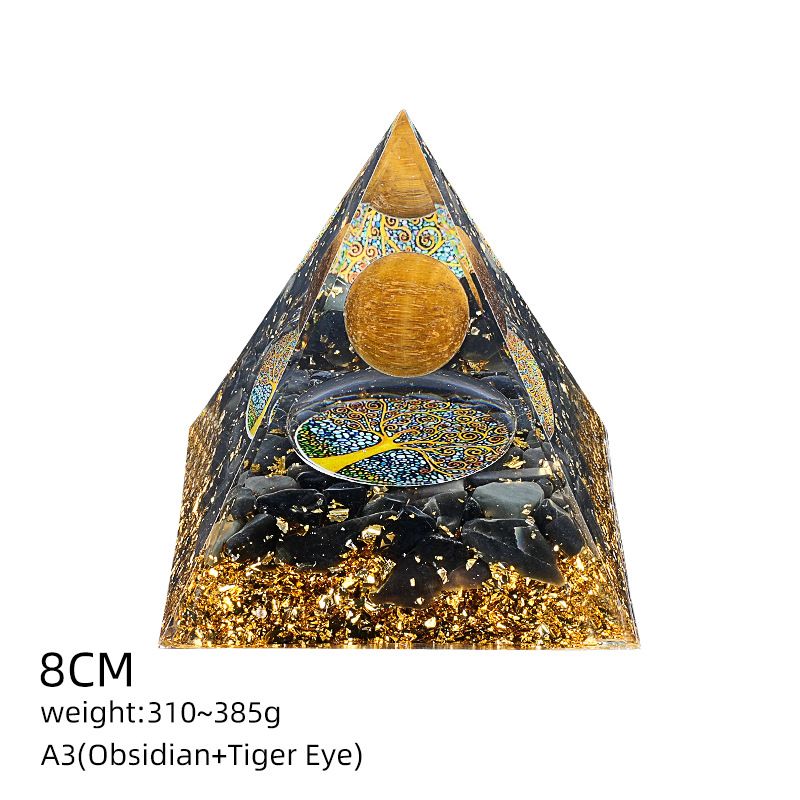 Pirâmide de cristal natural de 8cm Casa criativa europeia e americana Ornamento de mesa Yoga Resina de meditação Pirâmide de epóxi