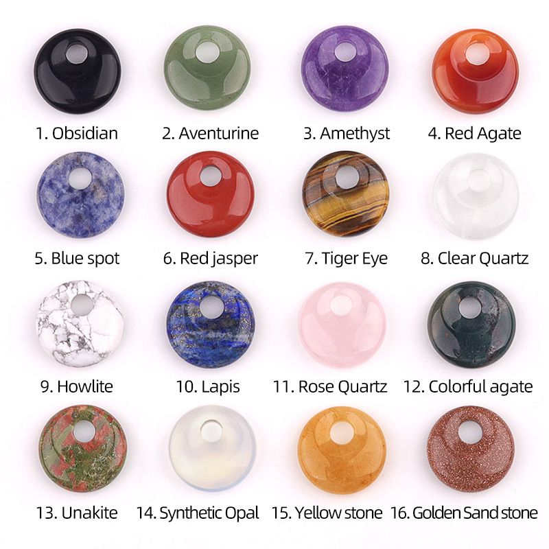 2303-20mm Pedra de Cristal Natural com Furo de Paz Pingente Fivela Princesa Acessório Nostálgico DIY
