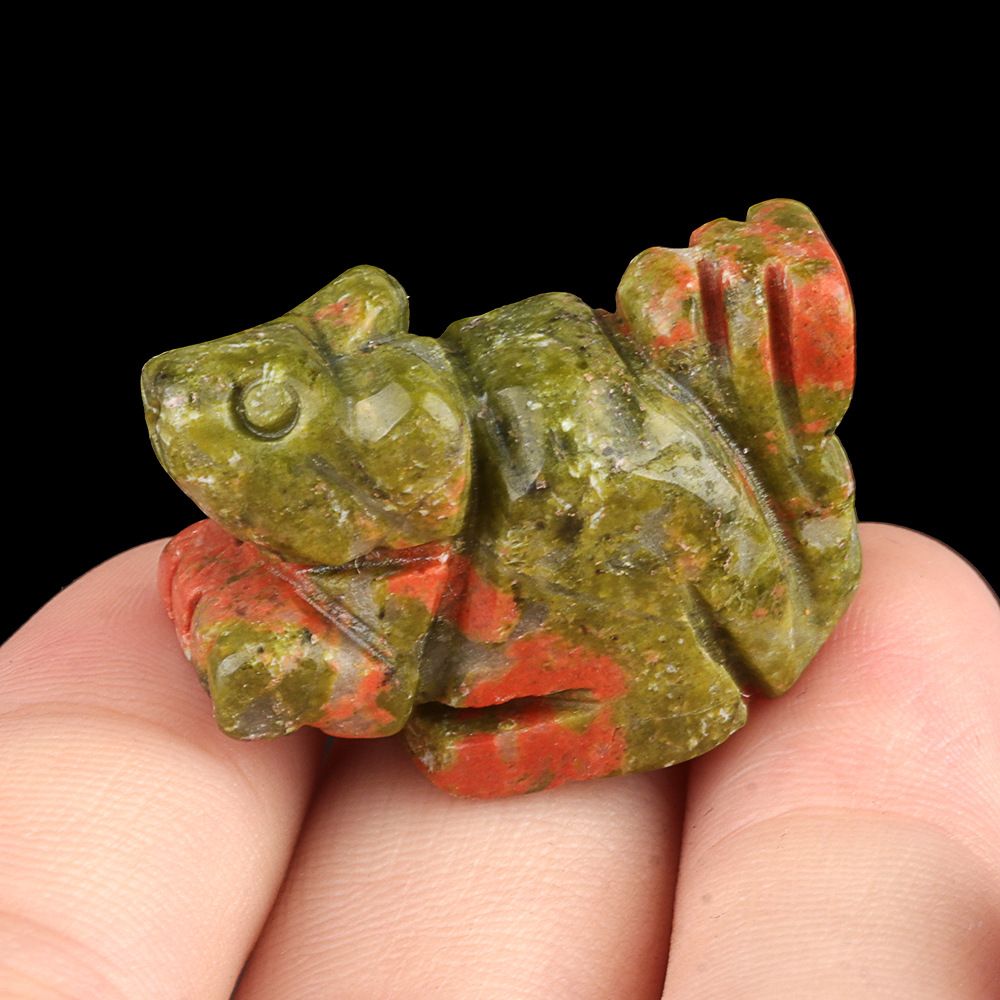 1917-1Em pedra de ágata de cristal natural de esquilo gravada mini enfeite artesanal de animal pequeno