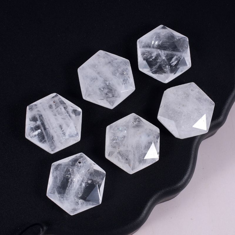 Acessórios de pingente de hexagrama de cristal natural Agate perfurado corte geométrico grande satélite colar de pedra