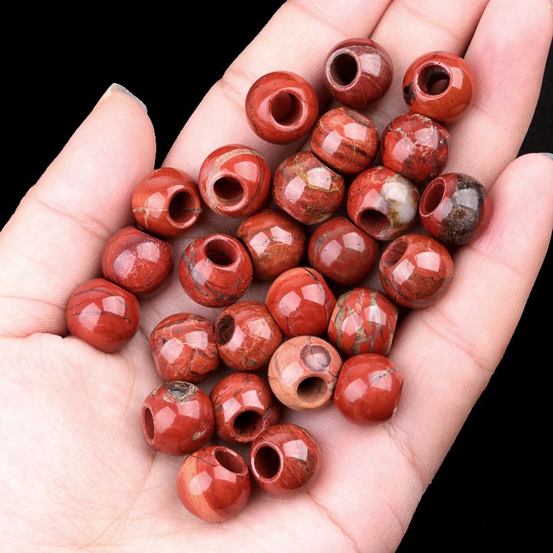317 - Contas de Grandes Furos, Contas Soltas de Ágata Cristalina, 12mm, 5mm, Contas Soltas de Pedra Natural de Grandes Furos, Materiais de Joias DIY Atacado