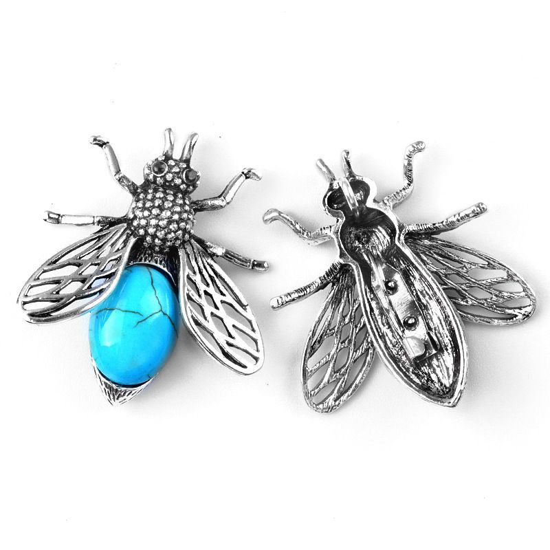 Pingente de broche de abelha 1650-48Mm de uso duplo, incrustado em liga de cristal ágata meio tesouro Pingente de broche de joias