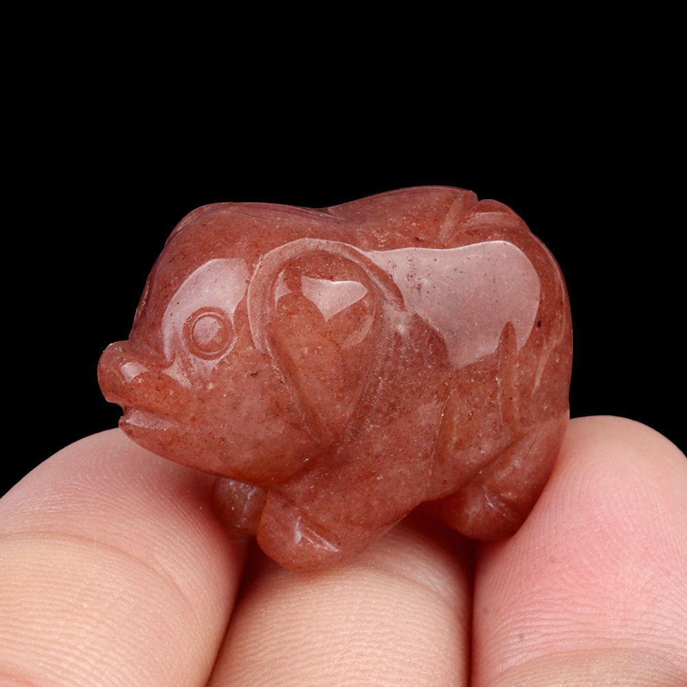 1794-1Em pedra de ágata de cristal natural de leitão gravado mini enfeite artesanal de animal pequeno