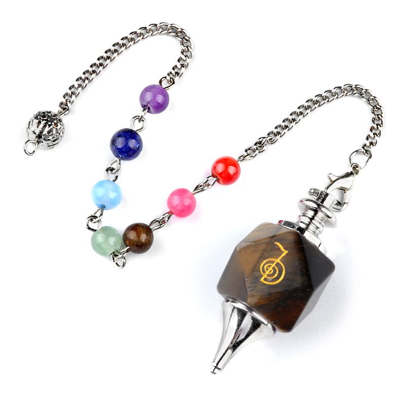 1974-Chakra Cho Ku Rei Natural Amethyst Agate Power Symbol Pêndulo, Pêndulo