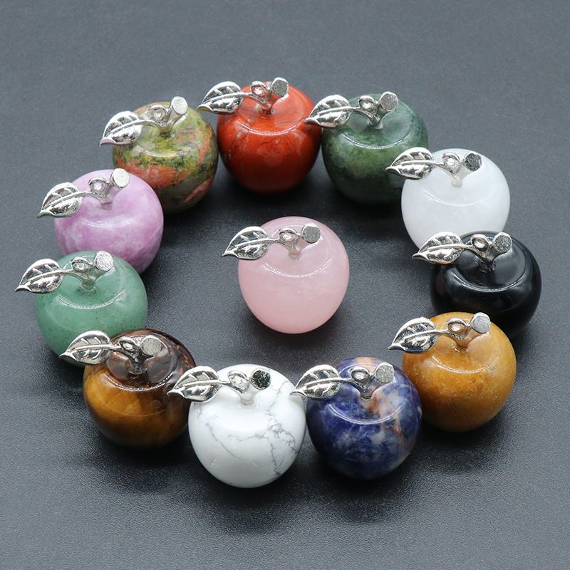 1496-Pedra de cristal natural 20mm maçã pequena 12 grade cor caixa ornamento pendente de uso duplo