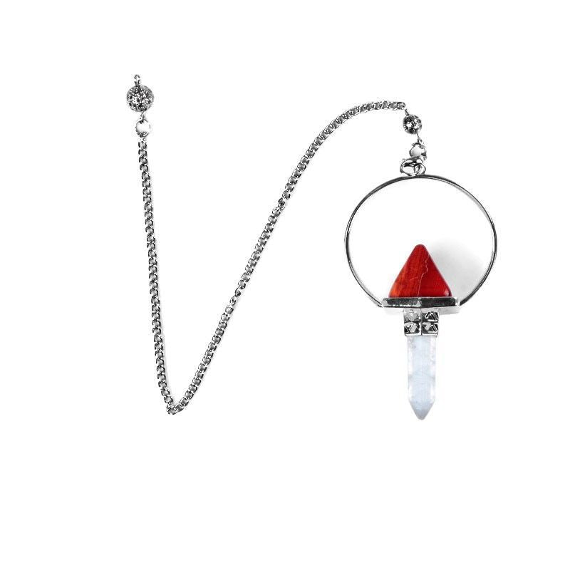 1925-Pingente de pêndulo hexagonal de pilar de cristal branco, pingente de pêndulo amplificador