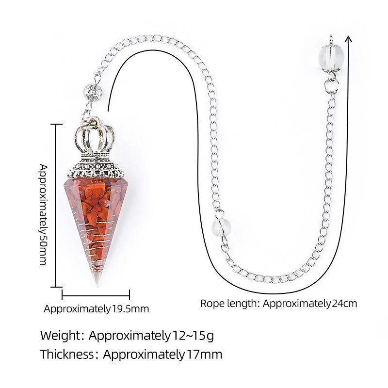 Hot Sale Pingente de Pêndulo de Cristal Natural Crown Yoga Acessórios de Meditação Hexagonal Cone Ajustável Resina de Freqüência Pêndulo