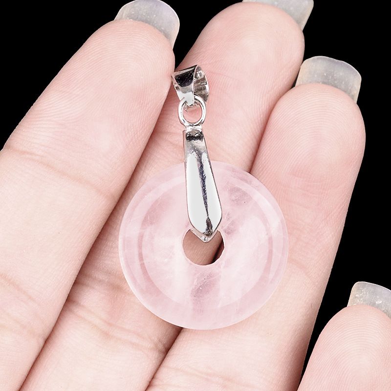 2078-Acessórios de pingente de fivela de segurança para os olhos de ametista, colar de donut de cristal de jade dongling
