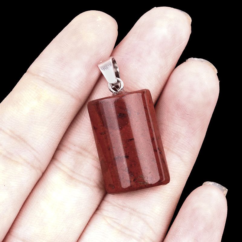 1819-16X24mm cristal ágata jade pingente semicilíndrico, pingente retangular em forma de pão DIY acessórios de jóias