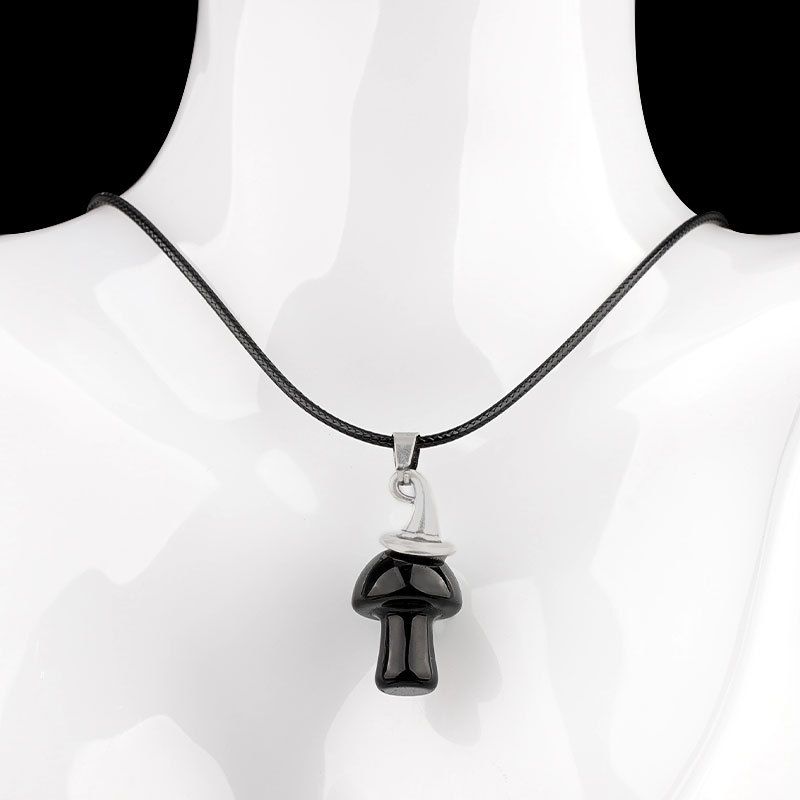 Pingente De Cogumelo De Chapéu De Bruxa De Cristal Natural