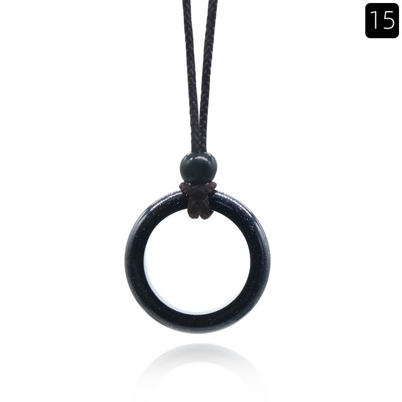 1435-Colar de Anel de Pedra de Cristal Natural Anel de Correr Clavícula Círculo Feminino Colar Simples Jóias