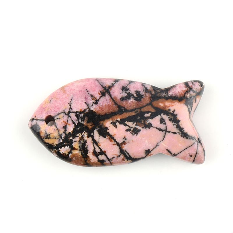 Atacado transfronteiriço 38mm cristal natural pingente de peixe pequeno DIY pedra criativa perfurada ágata pedra colar em forma de peixe