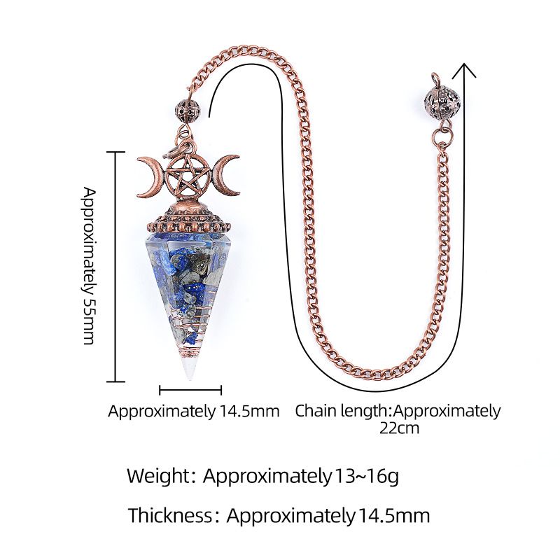 Pingente de pêndulo de cristal natural Triatlo vermelho antigo Hexagonal Cone Yoga Meditação Pêndulo de resina de frequência ajustável