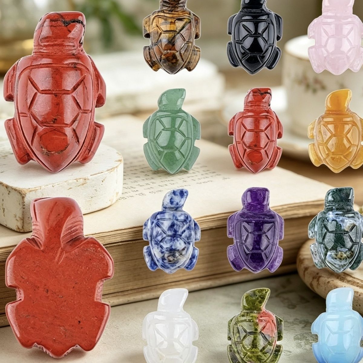 1 polegada ornamento de tartaruga de cristal natural criativo DIY micro paisagem enfeite de mesa ágata jade pequena tartaruga