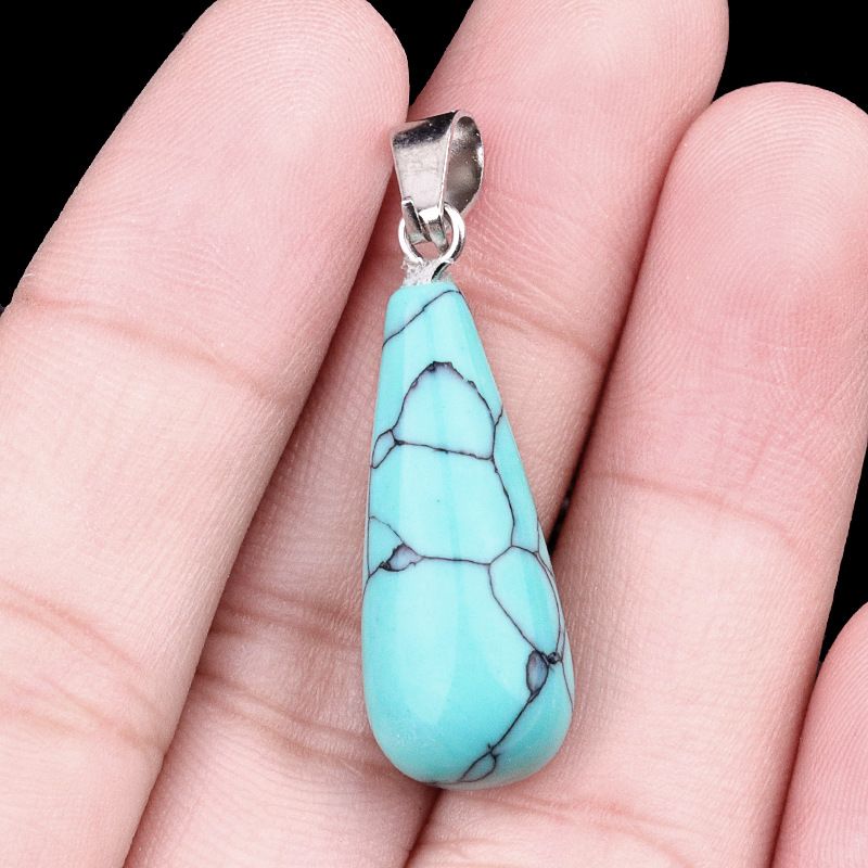 1462-25Mm pingente longo de gota de água, pedra semi-preciosa natural pingente longo de gota de água brincos DIY colar acessórios de jóias