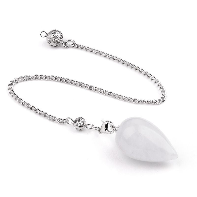 2150 Pingente de pêndulo de cristal natural em forma de gota meditação de ioga vintage pedra semipreciosa com pêndulo de ametista de corrente