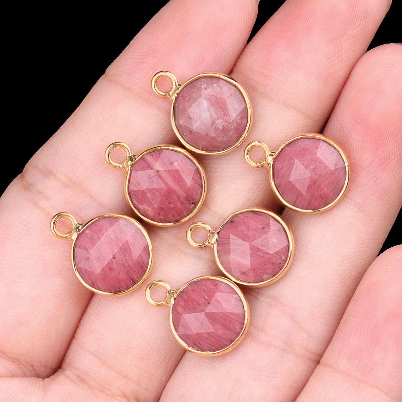 1825-Cristal natural ágata cobre bainha 10mm pingente de seção redonda DIY jóias colar brincos acessórios