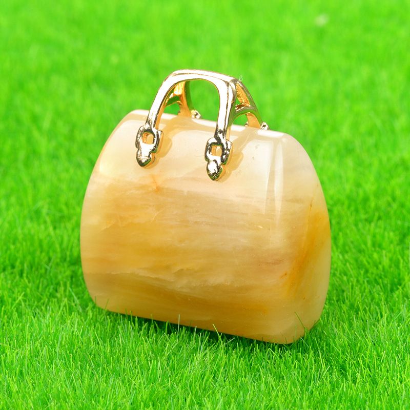 1710-Mini bolsa de pedra de cristal natural, pingente de ametista ins decoração de cristal em pó de vento criatividade