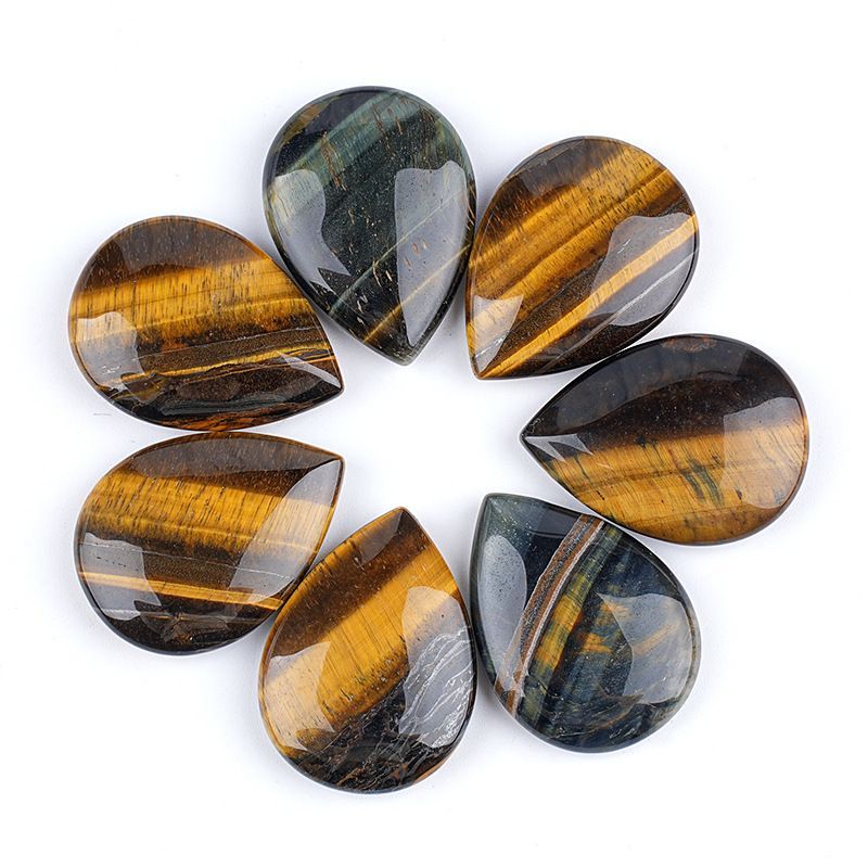 40Mm tigre olho de pedra gota de água mão não porosa alça DIY pode ser incrustado acessórios de jóias azul e amarelo olho de tigre gota de água pequeno ornamento