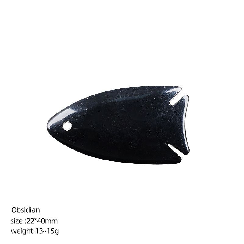 Pingente de peixe pequeno de cristal natural de 40Mm Pingente de colar DIY, gravura em pedra ágata com orifícios acessórios de jóias em forma de peixe