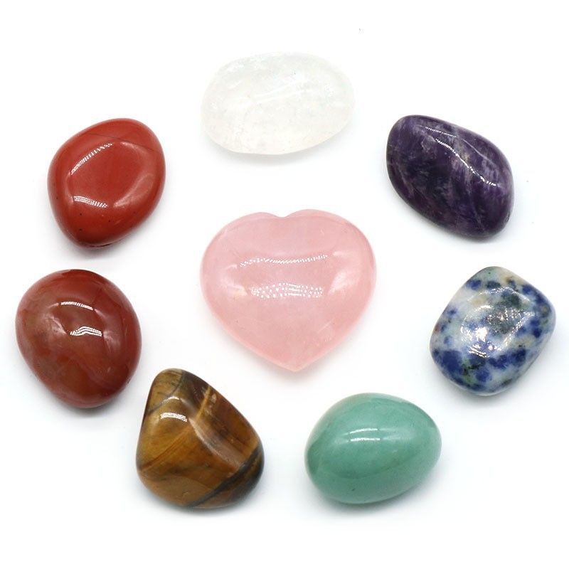 1364-7 cristal natural colorido pedras irregulares, cristal rosa 30mm amor saco de flanela
