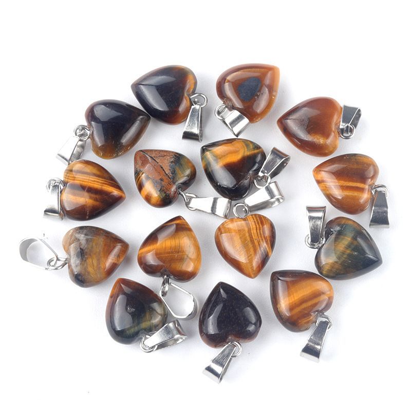 1676-13Mm pingente de amor, pingente de amor de pedra de cristal de ágata natural DIY colar em forma de coração acessórios de jóias