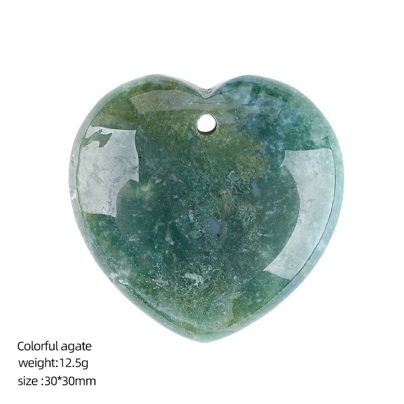 Pingente de amor de cristal natural perfurado de 30Mm, ágata gravada em forma de coração em pó de cristal de pêssego coração trançado colar acessórios