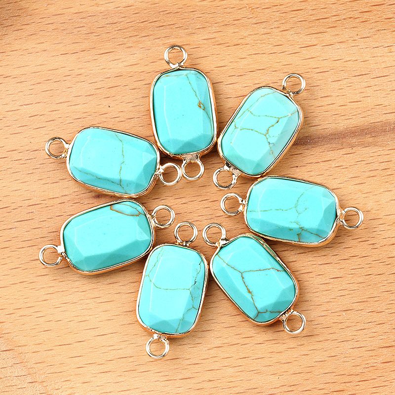 1637-Pingente de retângulo de furo duplo de cristal natural Acessórios de joias DIY Pulseira de colar Acessórios Conector