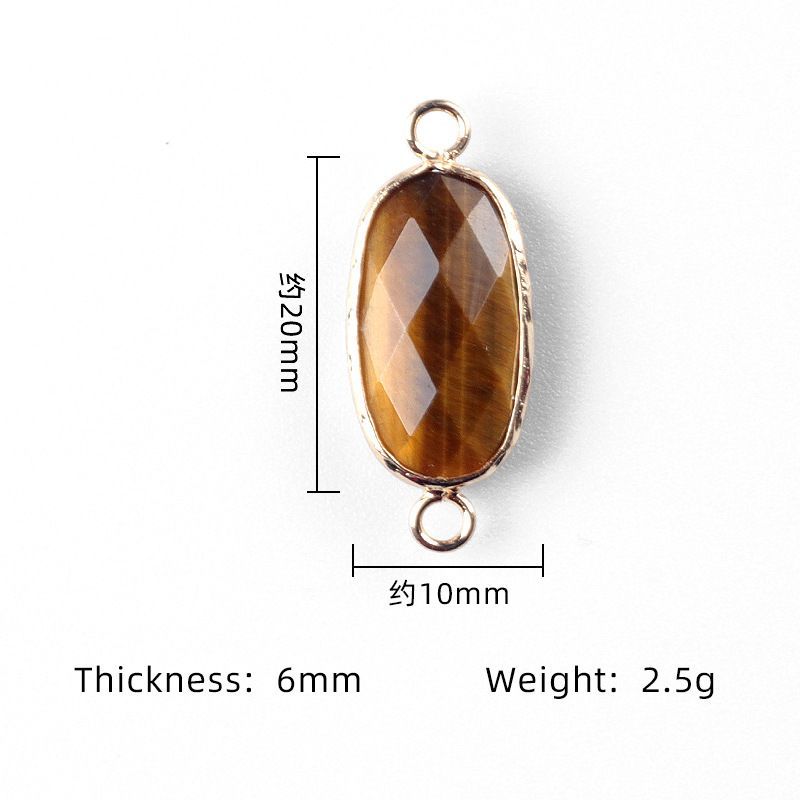 1636-Cristal Natural Oval Corte Duplo Pingente De Buraco Duplo Diy Acessórios Colar Brincos Acessórios Conector