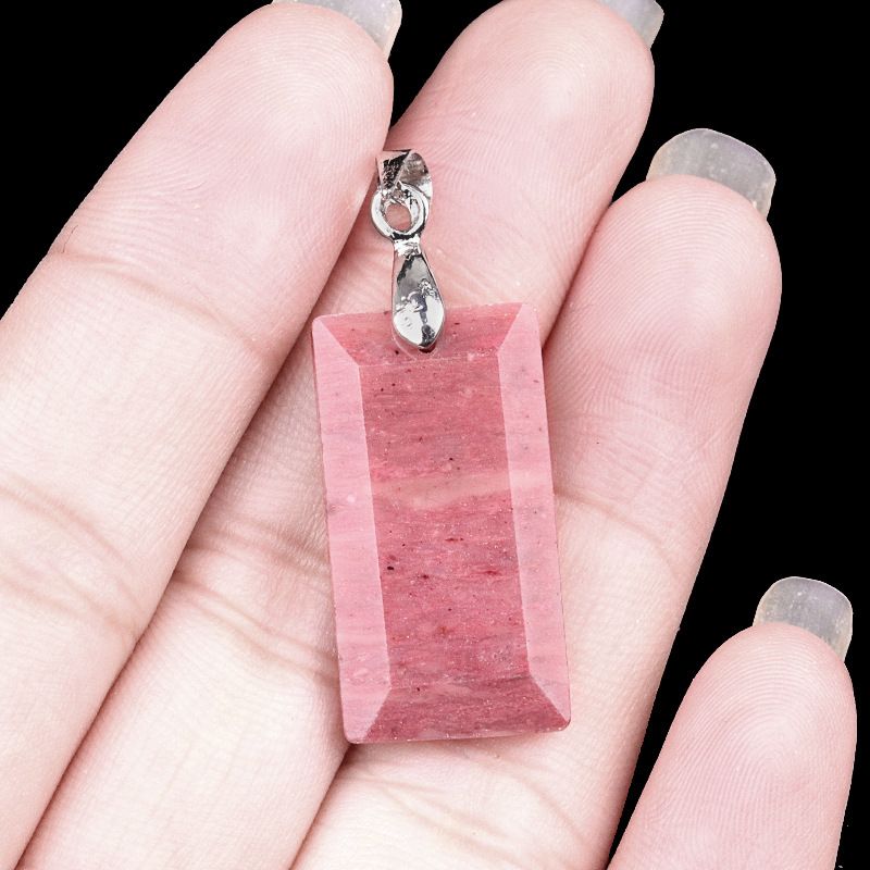 2114-Natural ametista jade corte retangular fivela de cobre pingente colar DIY pingente acessórios de jóias
