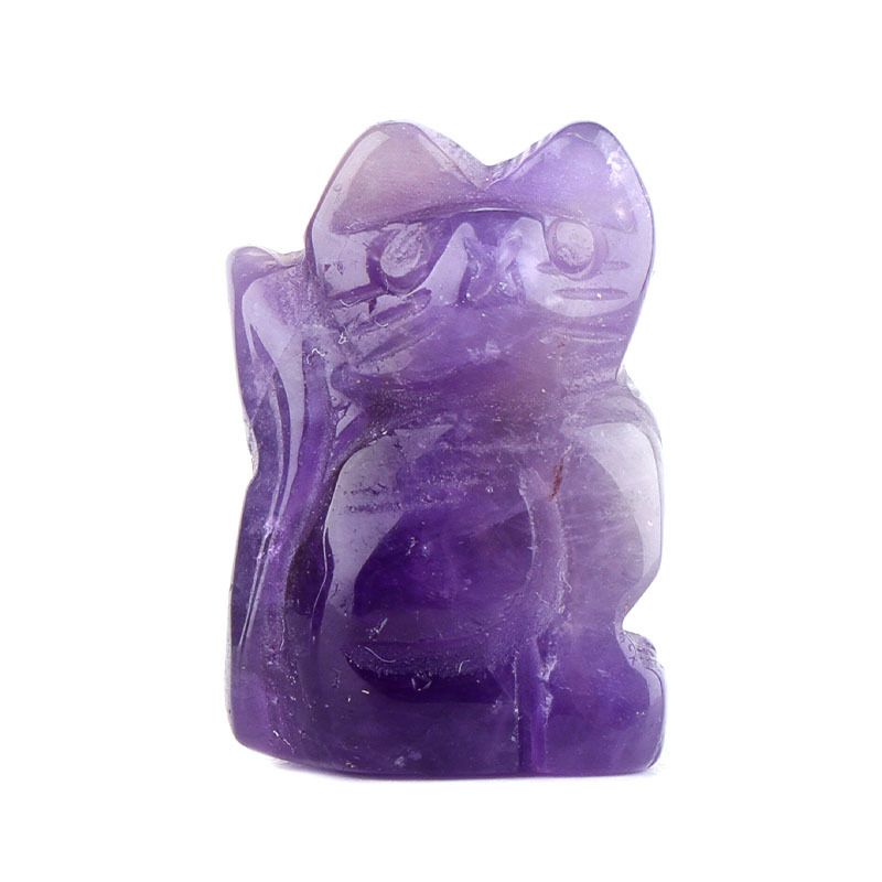 1 polegada ornamento de gatinho de pedra semipreciosa esculpido à mão ametista gato criativo enfeite de mesa