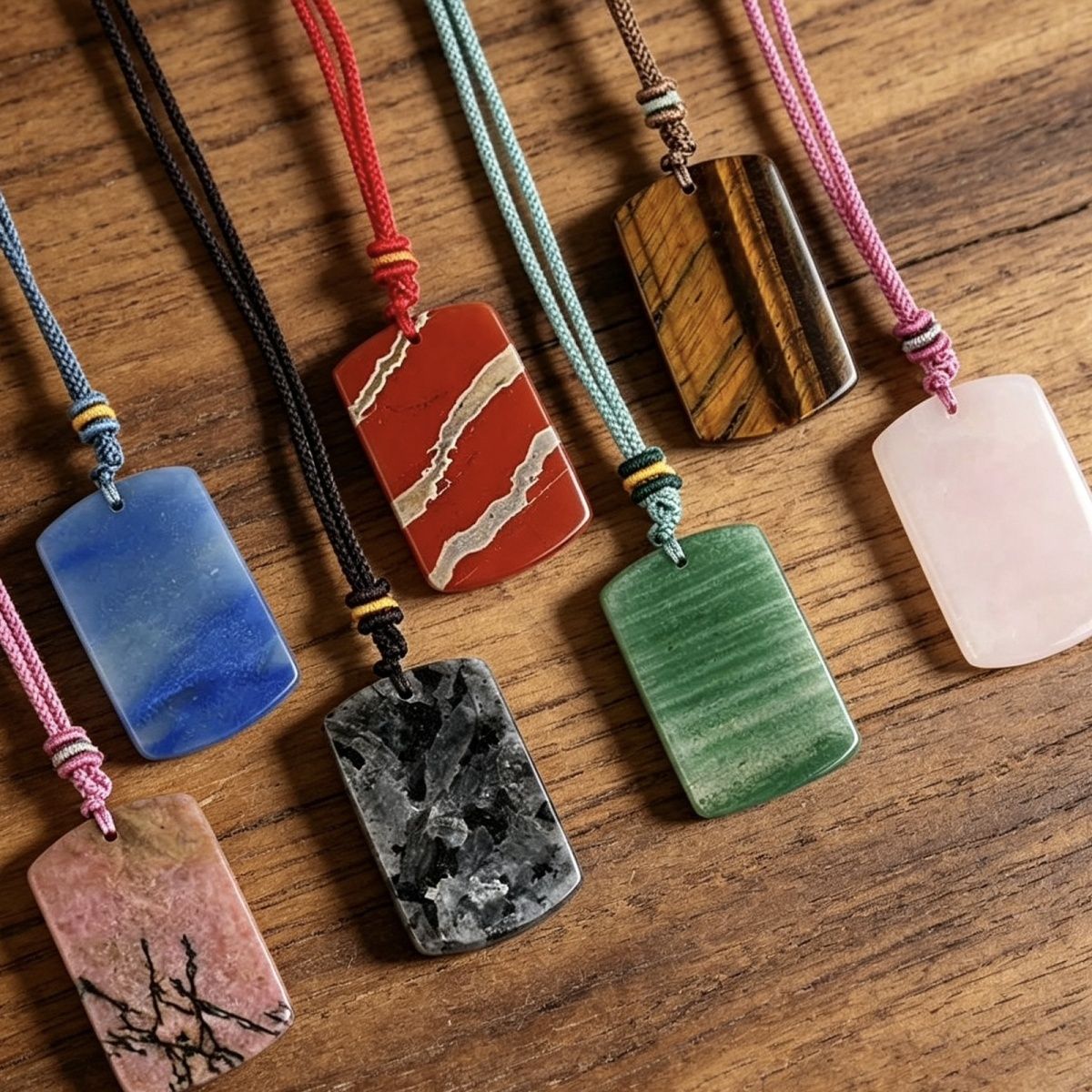 Pingente de marca retangular de jade de cristal natural seguro colar de jóias estilo chinês local cênico atacado