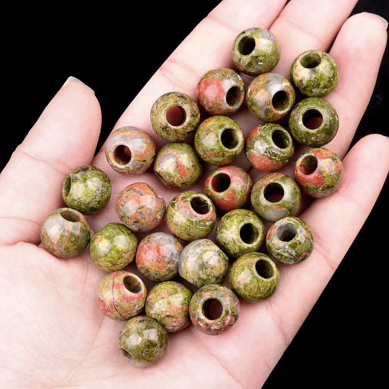317 - Contas de Grandes Furos, Contas Soltas de Ágata Cristalina, 12mm, 5mm, Contas Soltas de Pedra Natural de Grandes Furos, Materiais de Joias DIY Atacado