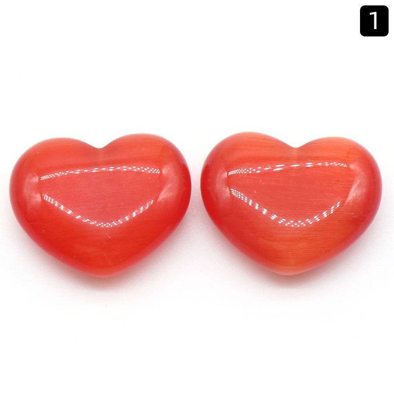 1258-Opala coração grande 30mm enfeite de pedra solto em forma de coração colorido pêssego alça de mão de doce DIY cor de jóias