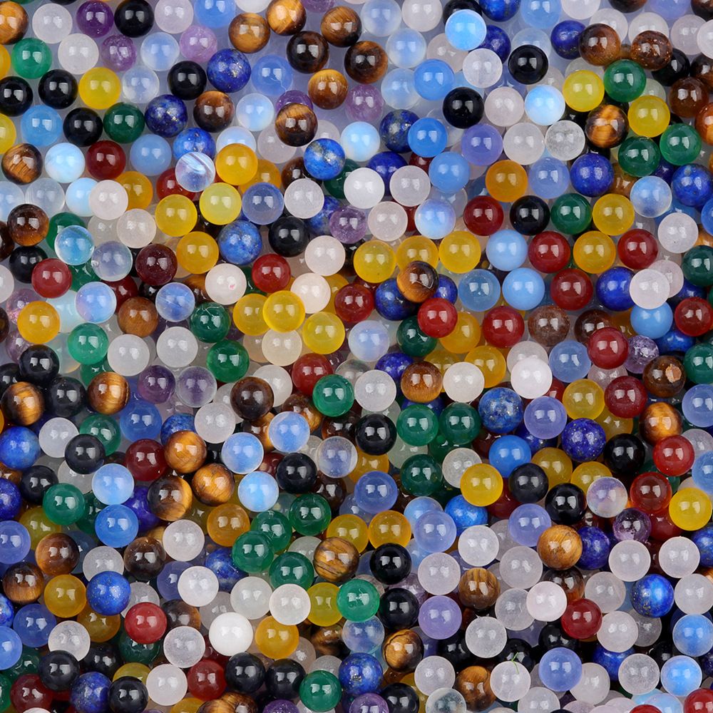 1781-4Mm contas redondas não porosas contas de cristal de pedra natural mini bola, pedra semi-preciosa DIY material de jóias de pedra