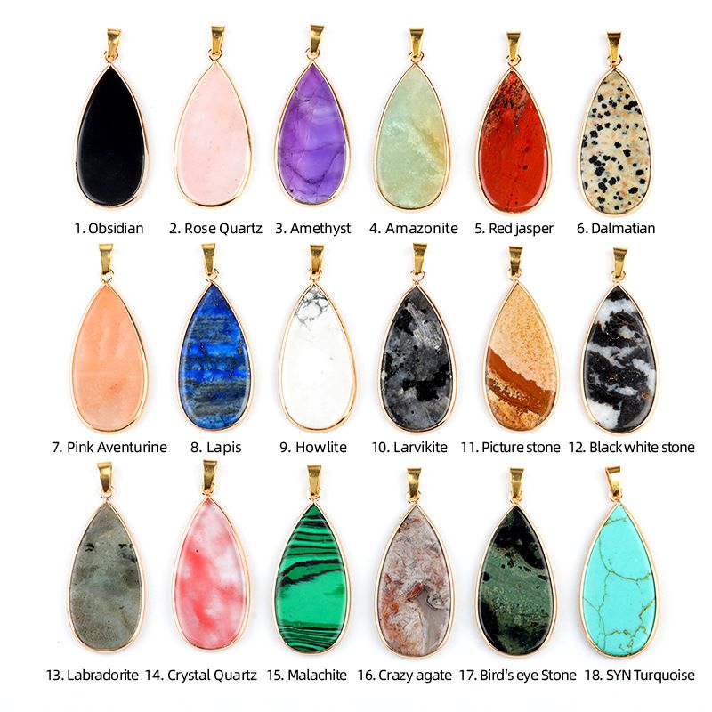 1975-20X40mm pedra de cristal natural ágata dupla plana gota de água em forma de bolsa Phnom Penh brincos DIY decoração pingente