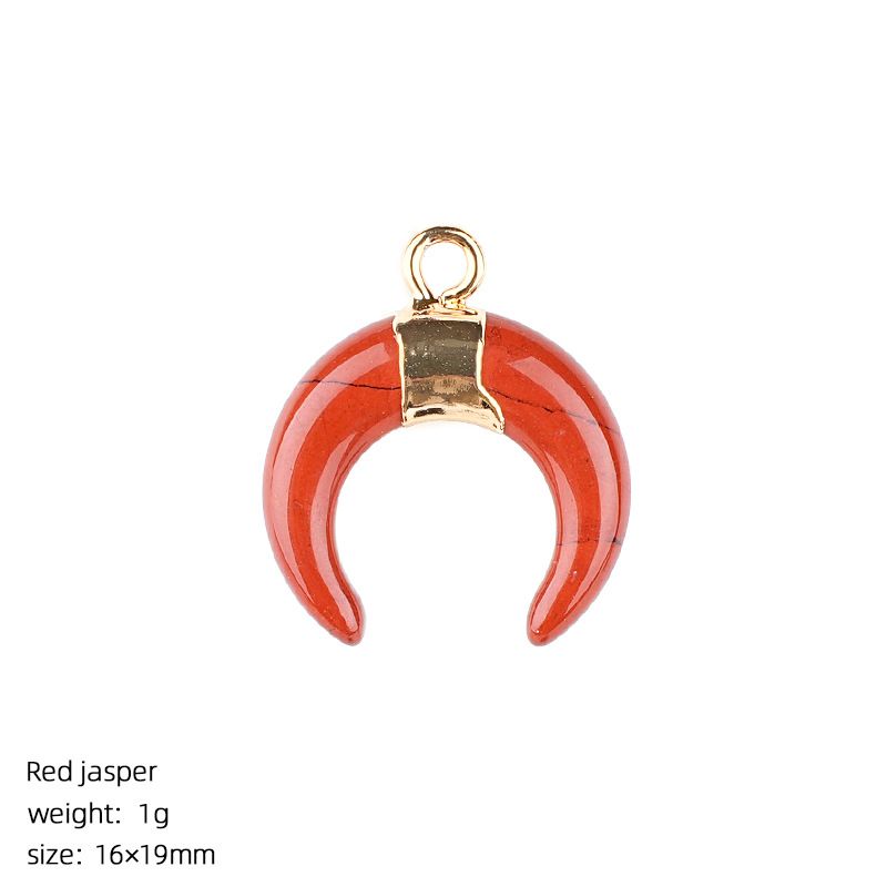 1440 Pingente de lua de cristal natural artesanal pulseira colar brincos dourados único pendurado tipo C chifre de pedra natural