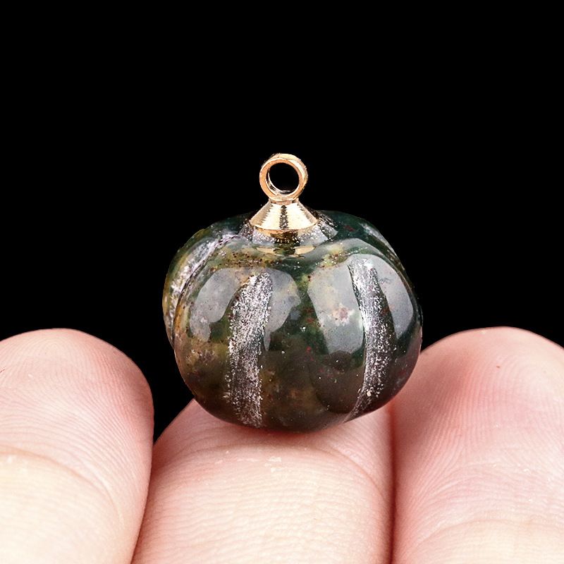 1639-10X13mm pingente de abóbora, meia pedra do tesouro de ágata de cristal abóbora gravada DIY material de jóias