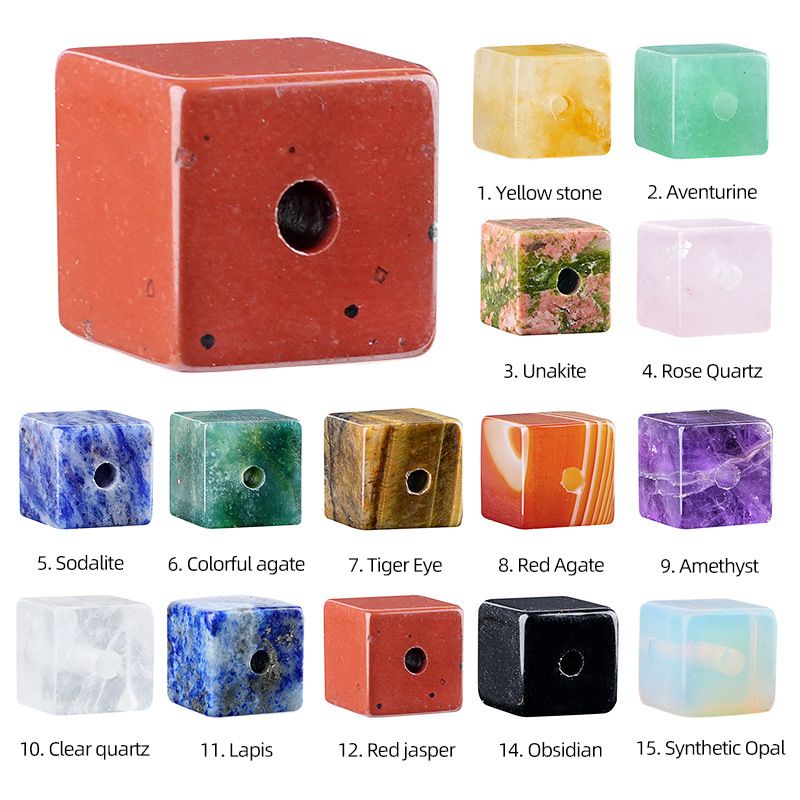 10Mm quadrado de cristal 2mm contas de buraco grande DIY pulseira artesanal colar espaçador de contas acessórios de contas soltas cubo de açúcar de cristal natural