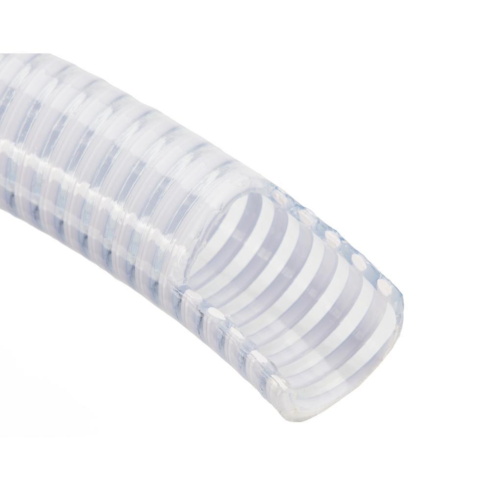 1-1/2 in. Dia x 50 ft. Clear Flexible PVC Suction and Discharge Hose with White Reinforced Helix