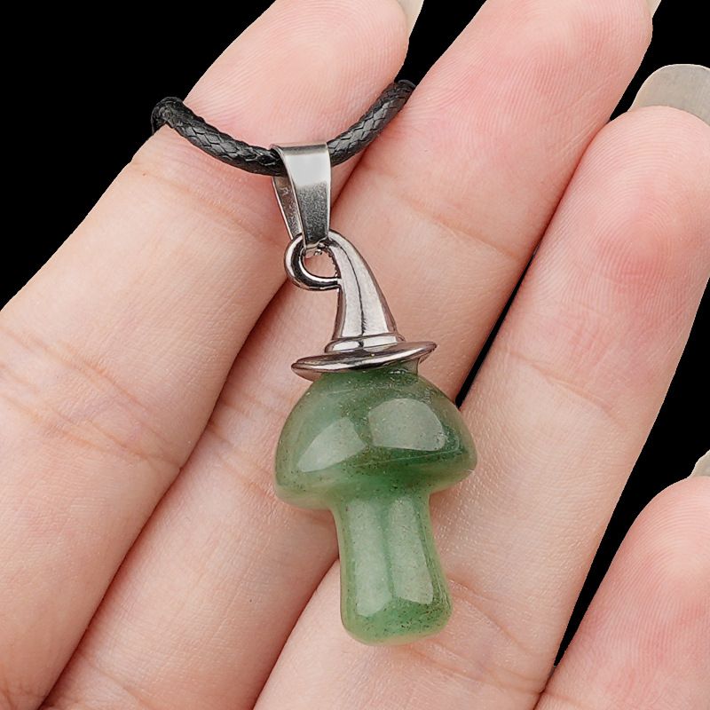 2351 Presente de Natal chapéu de bruxa ágata cogumelo colar cristal natural cogumelo forma pingente vintage jóias