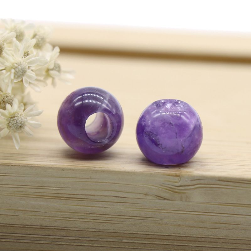 5Mm grande abertura, ametista natural 12mm grande buraco contas redondas contas soltas colar de mão DIY jóias tecido material