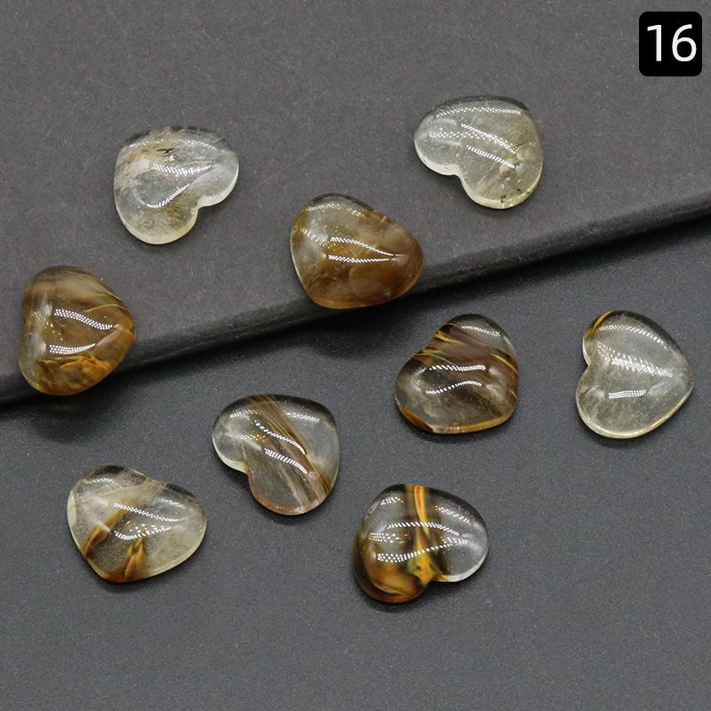 1221-15 × 18mm superfície do anel de amor, forma de coração curvado único de cristal natural, coração plano de pêssego DIY incrustado em pedra solta
