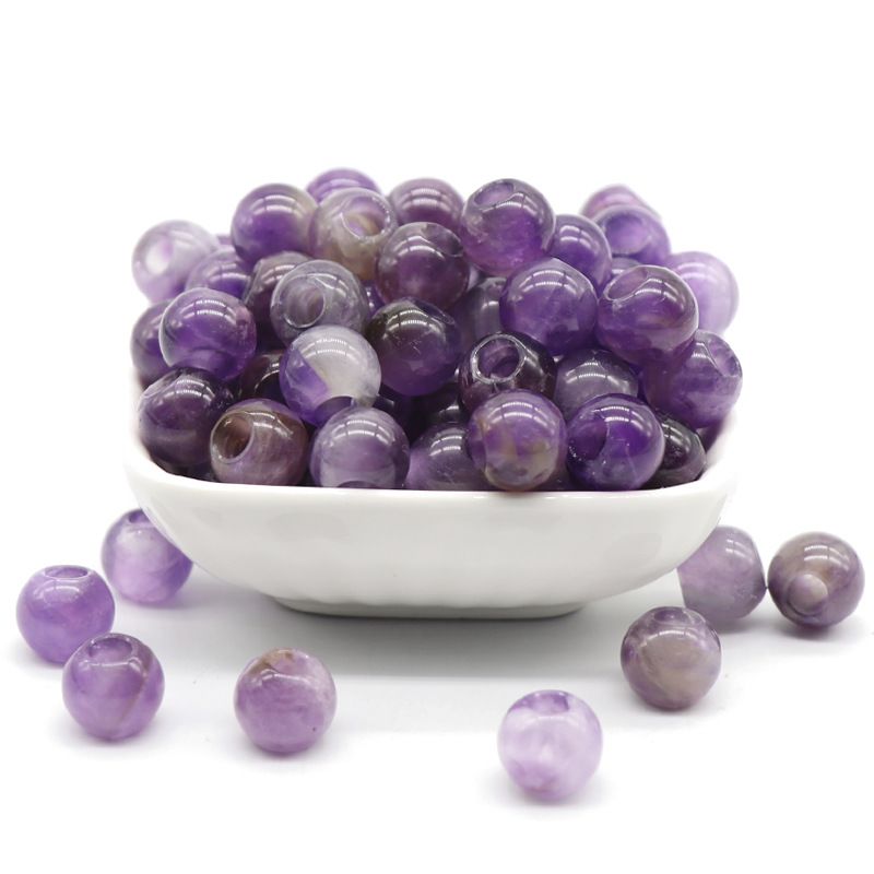 5Mm grande abertura, ametista natural 12mm grande buraco contas redondas contas soltas colar de mão DIY jóias tecido material