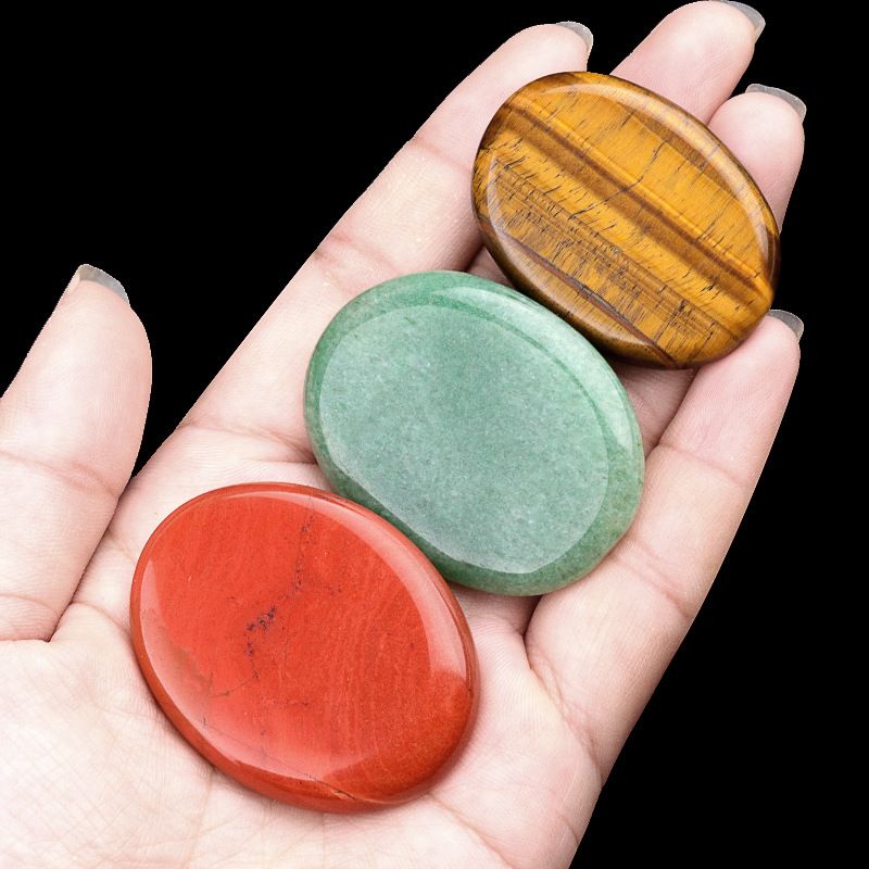 1537 Pingente oval oval duplo plano Worrystone irregular com letras ovais de cristal natural