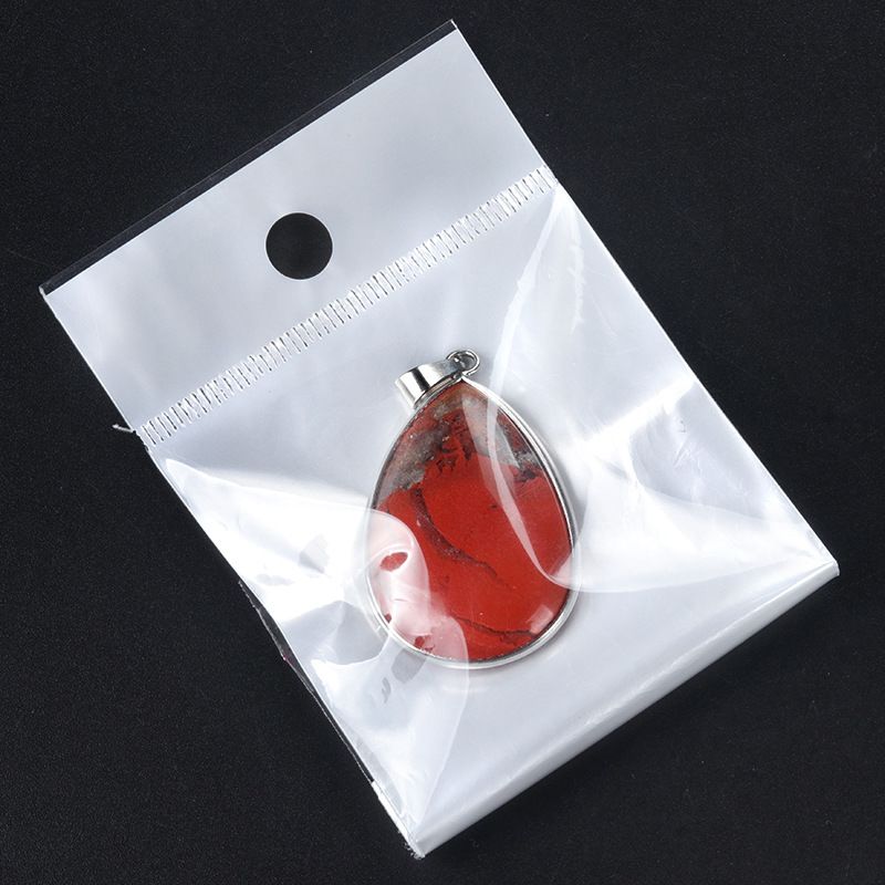 1741-Pingente grande de bainha de gota de água com borda K branca 25x35, colar de gota de água de cobre de pedra semipreciosa de cristal galvanizado em prata.