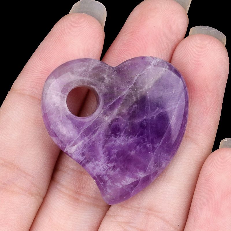 2186-Roxo rosa cristal branco 30mm grande buraco amor olho de tigre pedra buraco torto pêssego coração pingente acessórios de jóias DIY