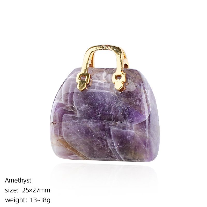 Pingente de saco de ágata de jade natural transfronteiriço paisagismo criativo colar DIY gravura cristal mini bolsa ornamento