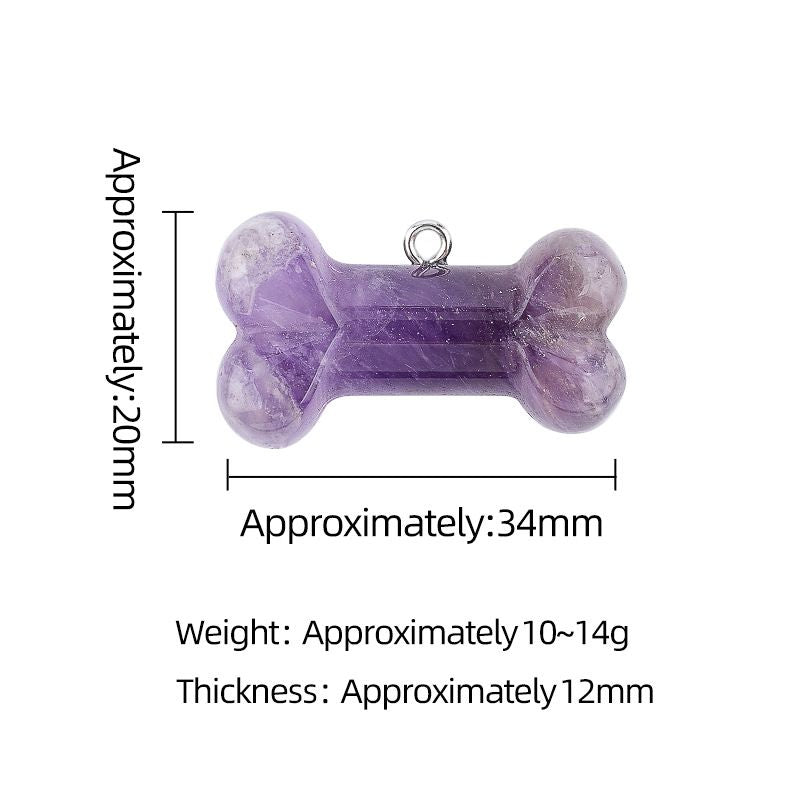 Pingente de osso de cristal natural DIY colar pingente filhote de cachorro acessórios pedra ágata gravada osso